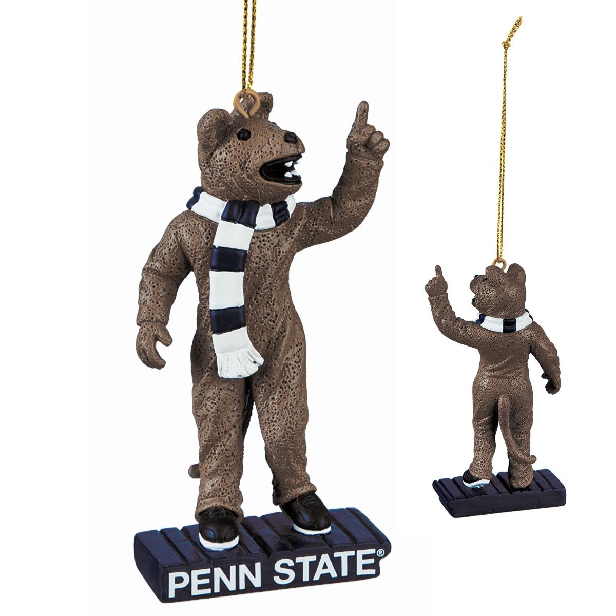 Penn State Nittany Lion Mascot ornament front & rear views